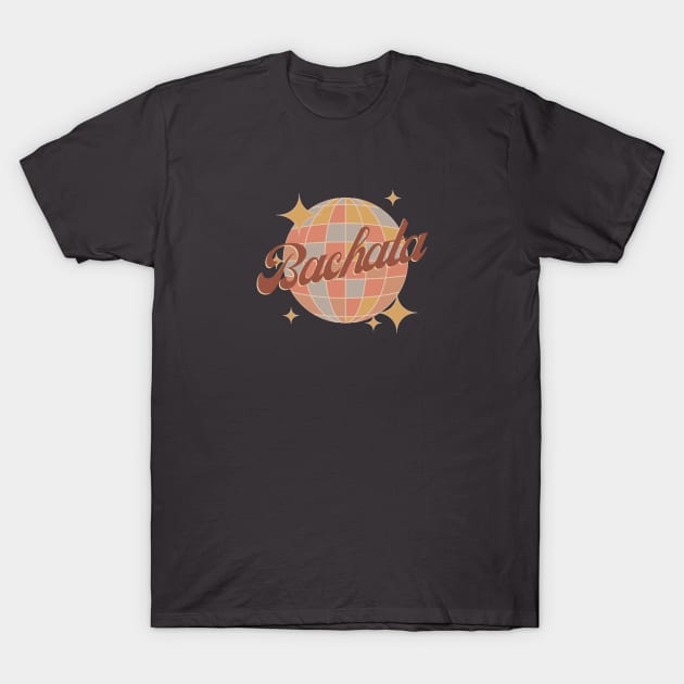 New Bachata Design in retro style with disco ball in brown T-Shirt by Bailamor